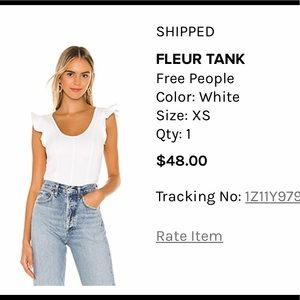 NEW WITH TAG! Free People white Fleur Tank Top.